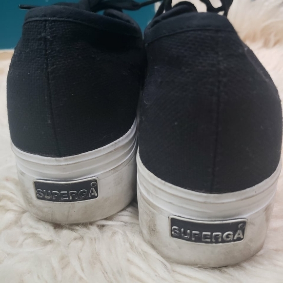 Superga women's canvas platform sneaker black size 8.5 - Picture 3 of 7